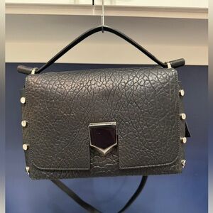 JIMMY CHOO BLACK GRAINY LEATHER LOCKETT M HAND SHOULDER BAG